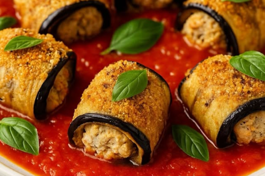 רולאדת חציל במילוי עוף ופרורי PRO מופחתי פחמימה של איטסיין!